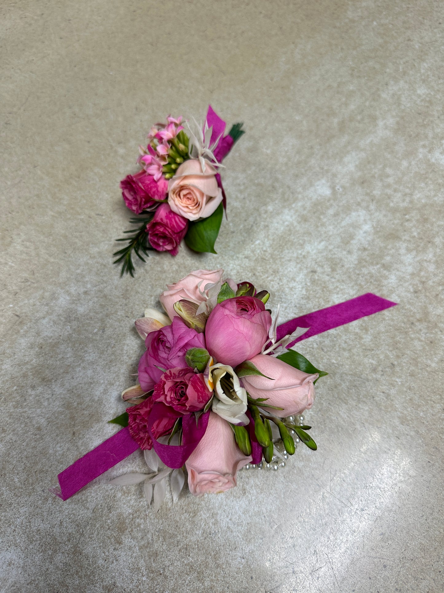 Matching Corsage and Boutonniere